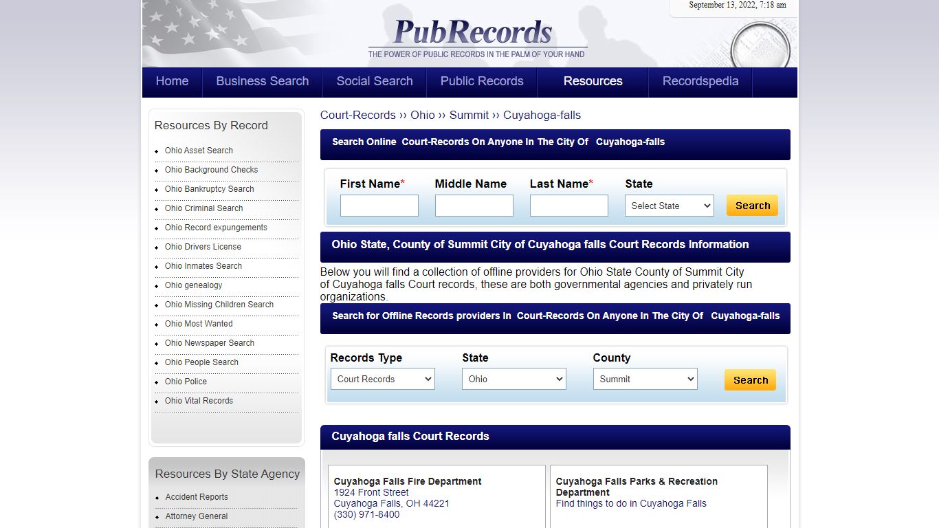Cuyahoga falls, Summit County, Ohio Court Records - Pubrecords.com